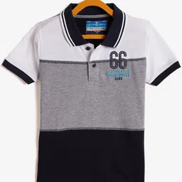 Duke Boys Blue & Grey Colourblocked Polo Collar Slim Fit T-shirt-image-28