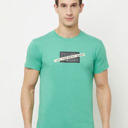 Octave Men Green Typography Printed Applique T-shirt-image-14