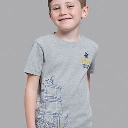 Beverly Hills Polo Club Boys Grey Typography  Applique T-shirt-image-66
