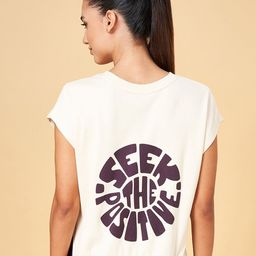 Ajile by Pantaloons Typography Printed Extended Sleeves Cotton T-shirt-image-55