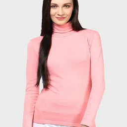 Hypernation Women High Neck Slim Fit T-shirt-image-51