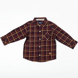 Nuberry Boys Maroon Checked Cotton Casual Shirt-picture-21