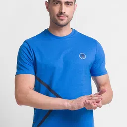 GIORDANO Men Blue Printed Slim Fit T-shirt-image-45