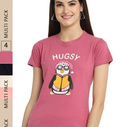 Fabflee Pack Of 4 Graphic Printed Cotton T-shirt-image-82