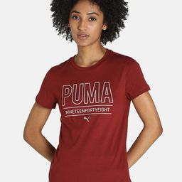 Puma Women Red Regular Fit Brand Logo Printed T-shirt-image-89