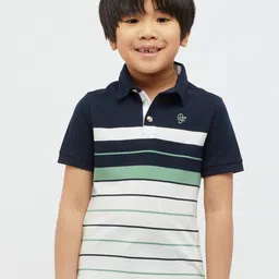 One Friday Boys Striped Polo Collar T-shirt-image-46