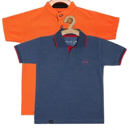 earth conscious Boys Orange & star command blue 2 Polo Collar T-shirt-image-22