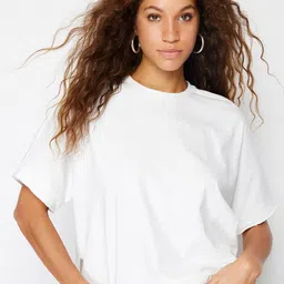 Trendyol Extended Sleeves Pure Cotton T-shirt-image-77