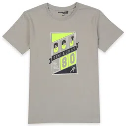 Gini and Jony Infants Boys Grey Printed Cotton T-shirt-image-12