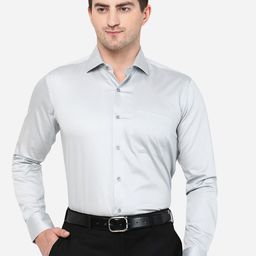 METAL Men Grey Classic Slim Fit Cotton Formal Shirt-image-29