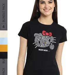 Fabflee Pack Of 4 Printed Cotton T-shirt-image-57