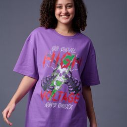GO DEVIL Graphic Printed Round Neck Longline Cotton T-shirt-image-75