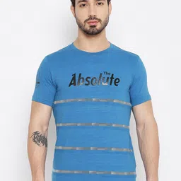Duke Men Blue Typography Printed Slim Fit T-shirt-image-86