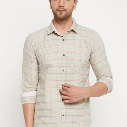 Duke Slim Fit Grid Tattersall Checked Cotton Casual Shirt-image-66