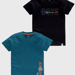 CODEZ Boys Pack Of 2 Typography Printed Pure Coton T-shirt-image-83