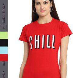 Fabflee Pack Of 4 Printed Cotton T-shirts-image-69