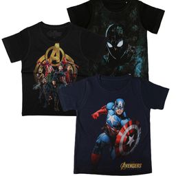 Marvel by Wear Your Mind Boys Black 3 Marvel T-shirt-image-2