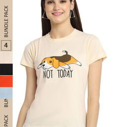 Fabflee Pack of 4 Graphic Printed Round Neck Cotton T-shirt-image-74