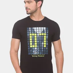 Being Human Men Black & Yellow Typography Printed T-shirt-image-42