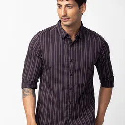 SPYKAR Men Plus Size Slim Fit Striped Casual Shirt-picture-25