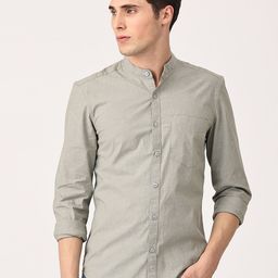 Crosscreek Men Grey Comfort Slim Fit Pure Cotton Casual Shirt-image-67