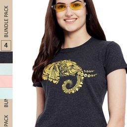 Fabflee Pack of 4 Graphic Printed Round Neck Cotton T-shirt-image-77