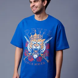 GO DEVIL Men Printed Drop-Shoulder Sleeves T-shirt-image-56