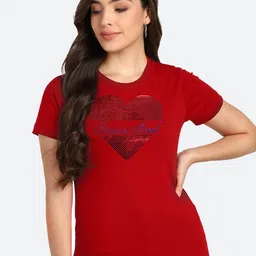 shashvi Women Red Typography Printed T-shirt-picture-18