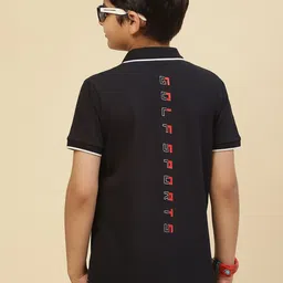 Monte Carlo Boys Polo Collar Typography Printed Cotton T-shirt-52