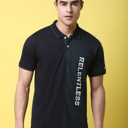 Rodamo Colourblocked Polo Collar Cotton Slim Fit T-shirt-image-89