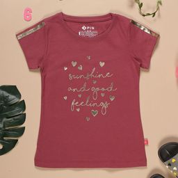 3PIN Girls Typography Printed Cotton T-shirt-image-1