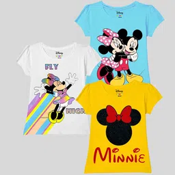 KUCHIPOO Girls Pack Of 3 Minnie Mouse Printed T-shirt-image-79