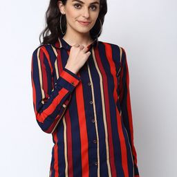 Enchanted Drapes Women Red Striped Casual Shirt-22