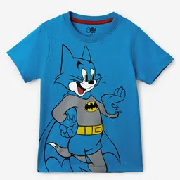 The Souled Store Boys Blue Humour and Comic Tom & jerry Printed Pure Cotton T-Shirt-image-27