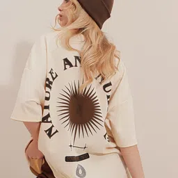 Trend Alacati stili Women Typography Printed Drop-Shoulder Sleeves Cotton T-shirt-picture-29