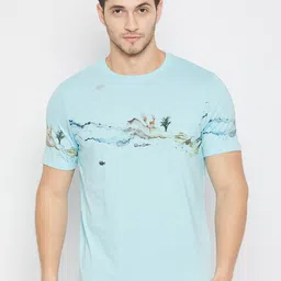 Duke Abstract Printed Round Neck Short Sleeves Cotton Slim Fit T-shirt-image-10