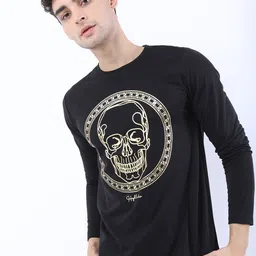 HIGHLANDER Men Black Printed Slim Fit T-shirt-image-44
