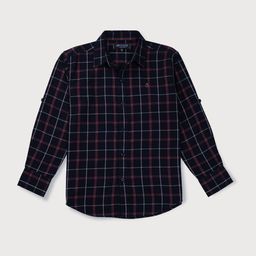 Gini and Jony Boys Navy Blue & Pink Checked Cotton Casual Shirt-image-44