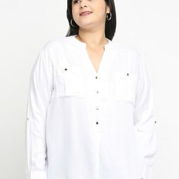 Style Quotient Women White Solid Plus Size Formal Shirt-25