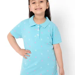 Bodycare Kids Girls Geometric Printed Polo Collar Cotton T-shirt-picture-7