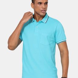 Masculino Latino Men Turquoise Blue Polo Collar Bio Finish T-shirt-image-61