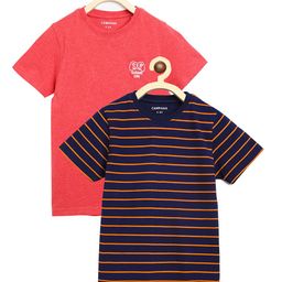Campana Boys Red & Navy Blue Striped T-shirt Pack Of 2-16