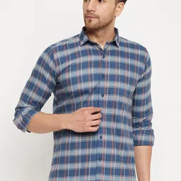 Duke Slim Fit Grid Tattersall Checked Cotton Casual Shirt-image-83