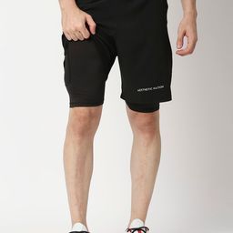 AESTHETIC NATION Men Black Slim Fit Training or Gym Sports Shorts-image-69