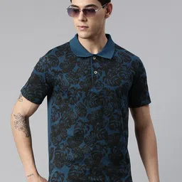 Kryptic Tropical Printed Polo Collar Cotton T-shirt-image-51