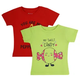 Bodycare Kids Girls Pack of 2  Assorted Typography  Printed T-shirt-image-4