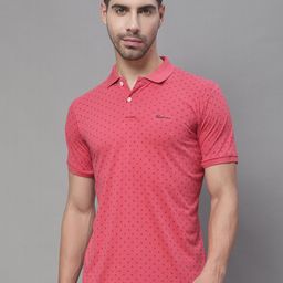 Rodamo Micro Ditsy Printed Polo Collar Slim Fit Cotton T-shirt-image-86