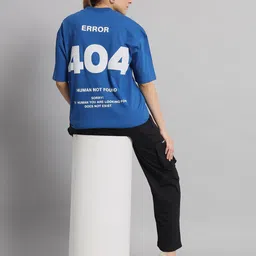 GRIFFEL Typography Printed Drop-Shoulder Sleeves Cotton OVersized T-shirt-image-66