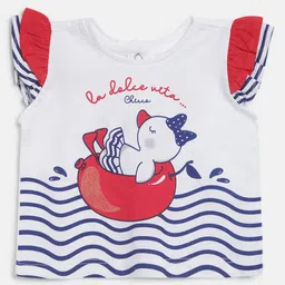 Chicco Girls White & Red Printed Pure Cotton T-shirt-38