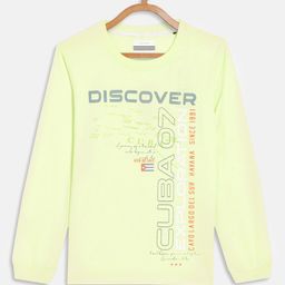 Octave Boys Green Typography Printed Cotton T-shirt-image-71
